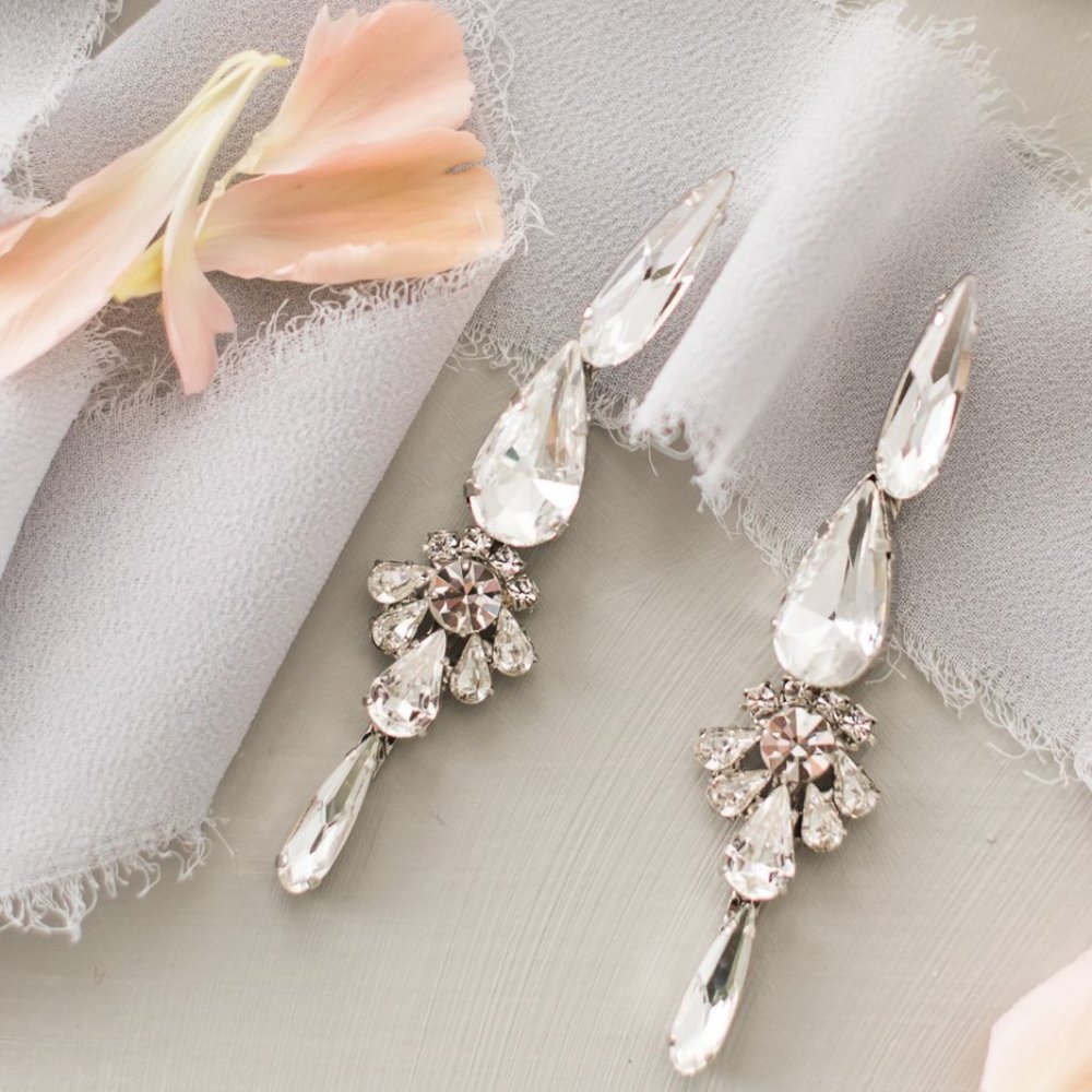 Long Crystal Raindrop Earrings